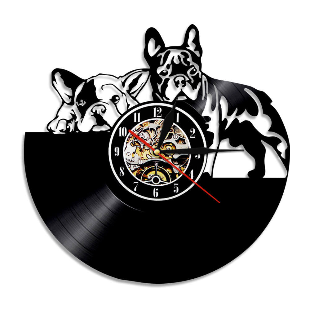 French Bulldog Vinyl Record Wall Clock Wall Home Decoration