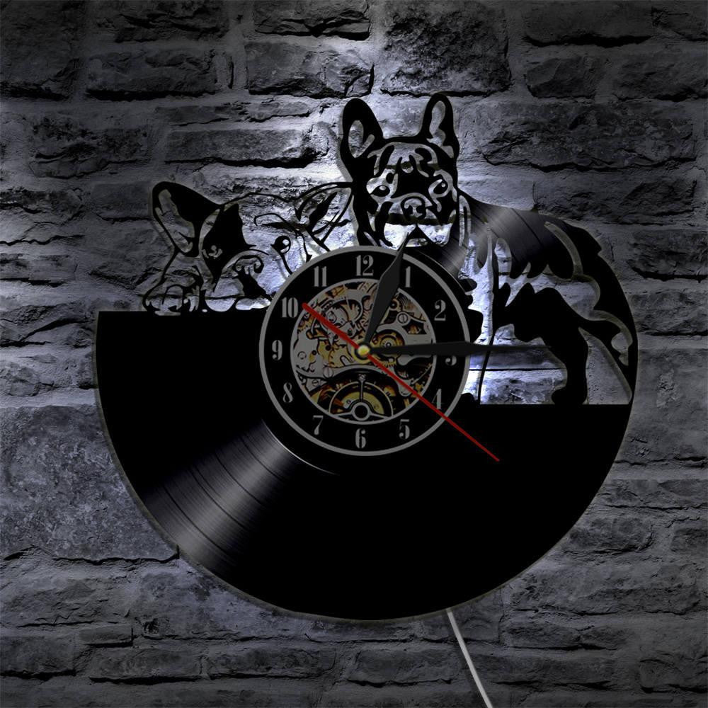 French Bulldog Vinyl Record Wall Clock Wall Home Decoration