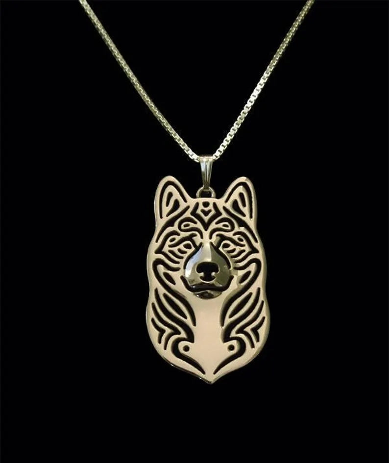 New Cute American Akita Pendant & Chain !