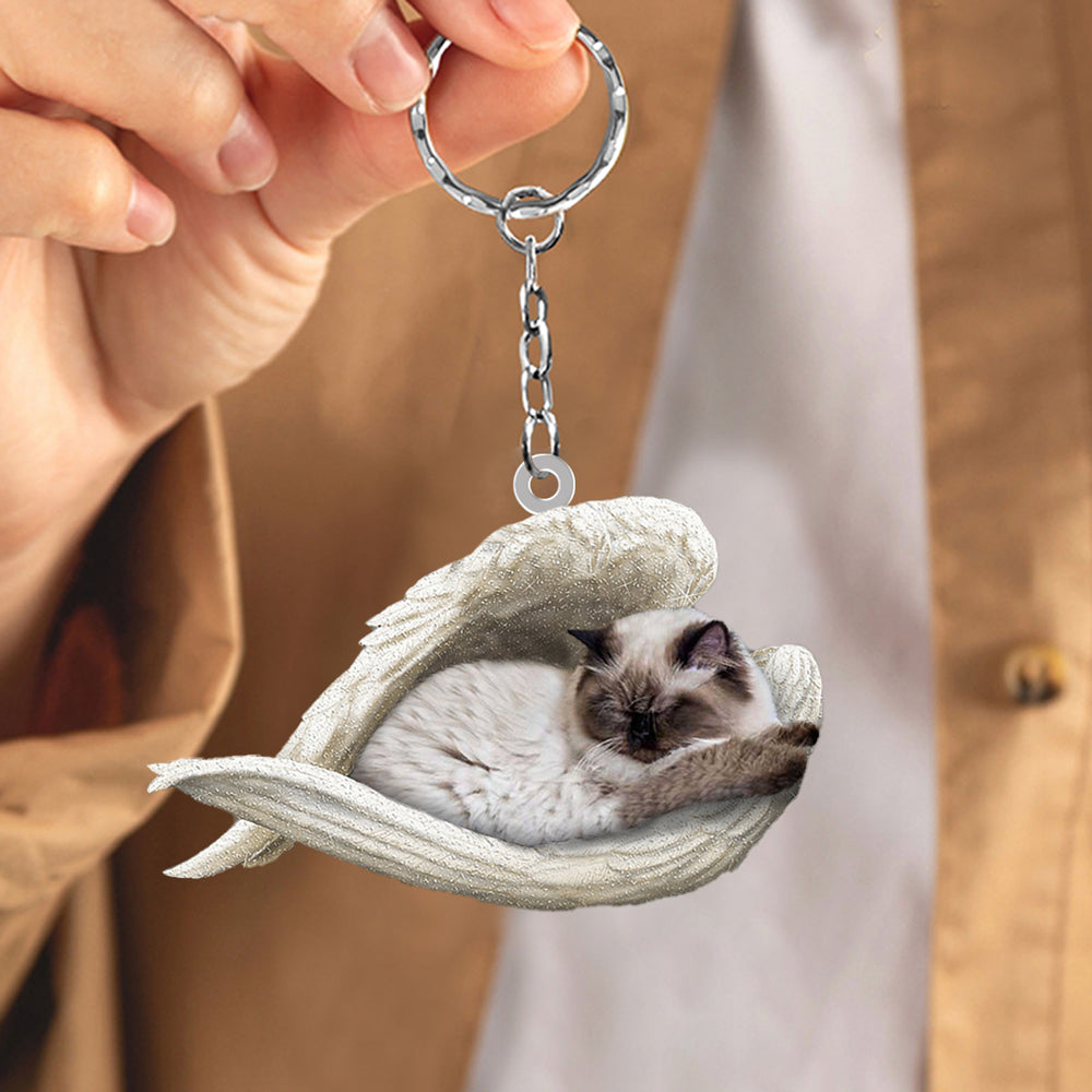 Himalayan Cat Sleeping Angel Acrylic Keychain