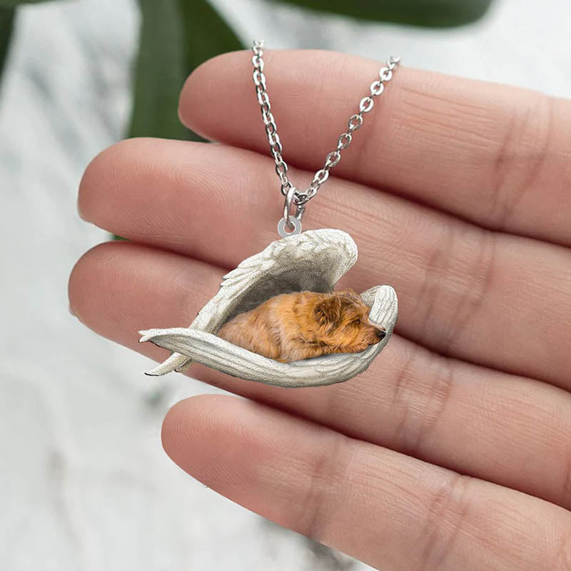 Norfolk Terrier Sleeping Angel Stainless Steel Necklace !