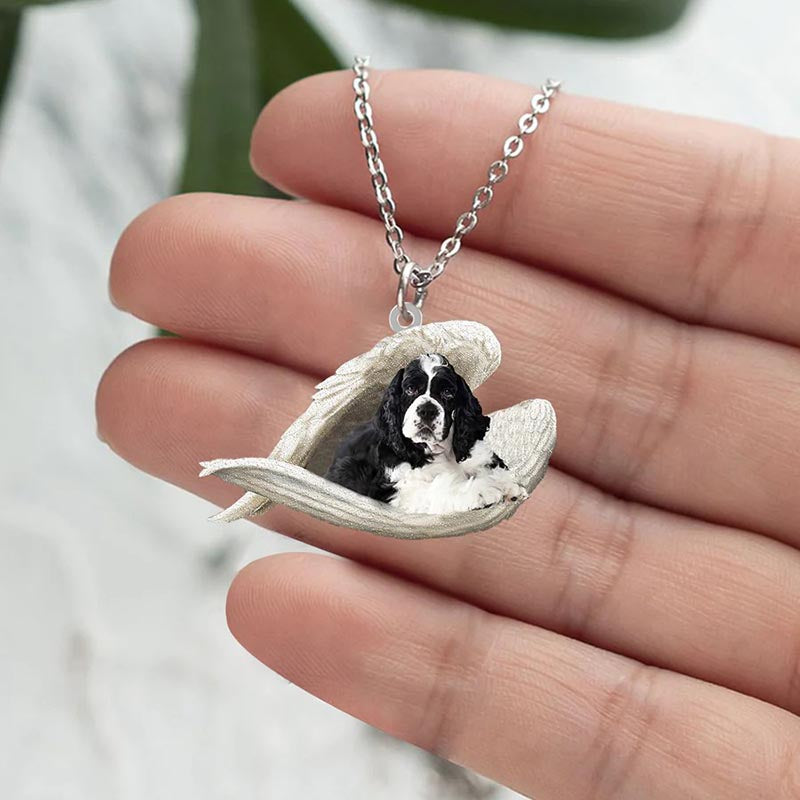 Cocker Spaniel Sleeping Angel Stainless Steel Necklace !