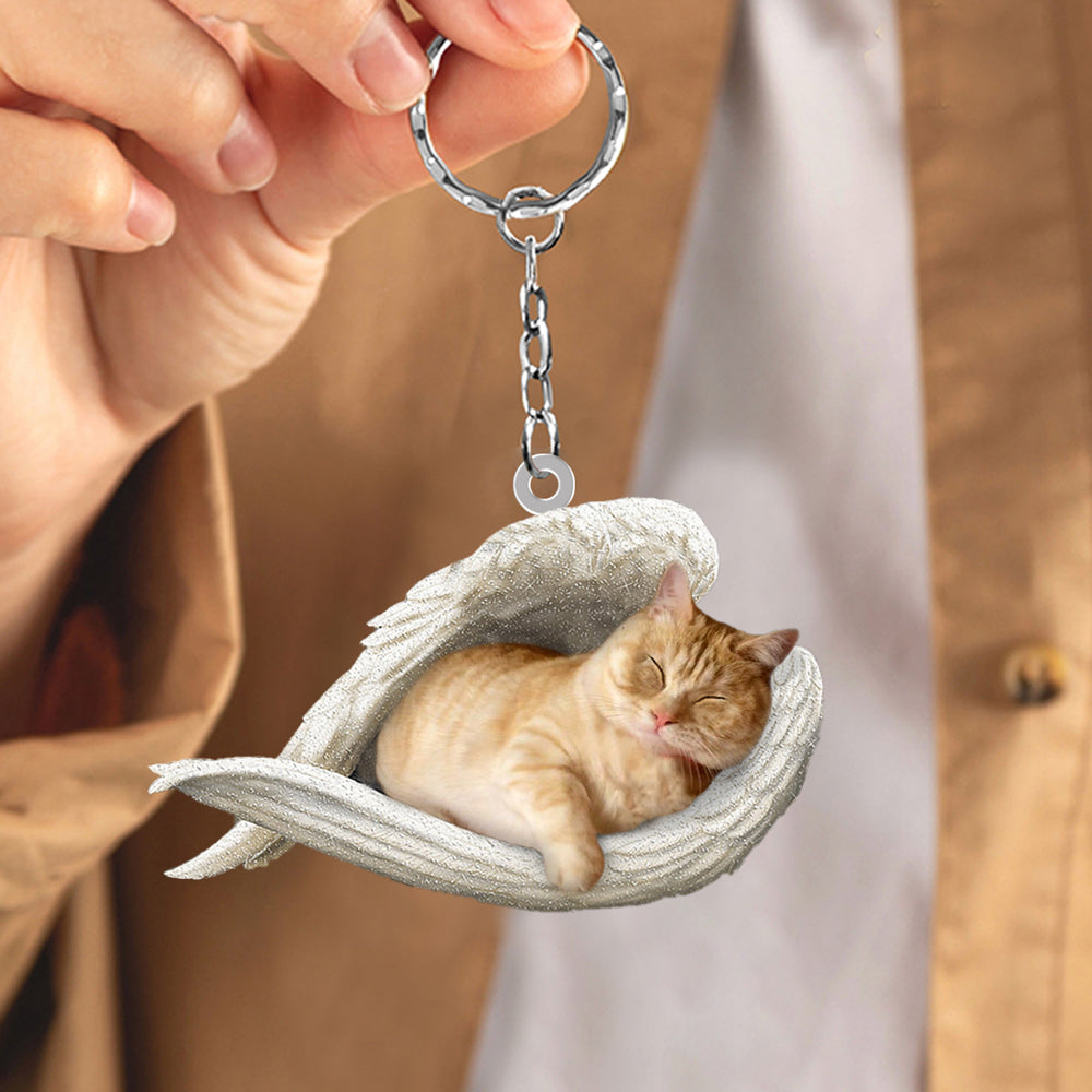 Munchkin Cat Sleeping Angel Acrylic Keychain