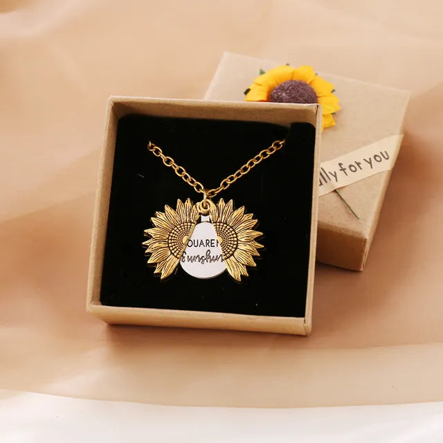 You Are My Sunshine Locket Necklace - Flower, Floral, Spring, Summer Necklace - Great Gift for Mom, Sister, Girlfriend, Wife